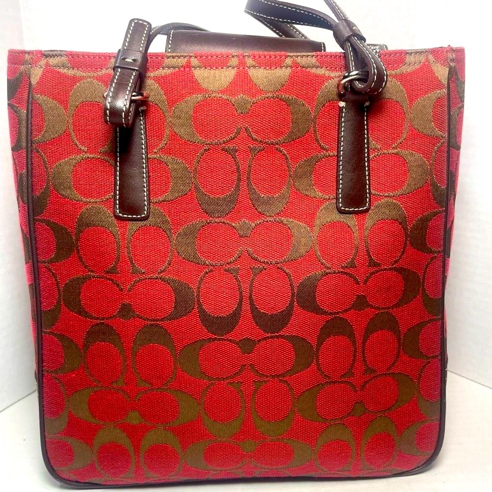 Coach Signature series tapestry and leather handbag PRICE..IS..VERY…FIRM! - Picture 2 of 16